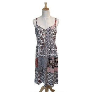 Rachel Zoe Multicolor Patchwork Midi Dress Sz 8